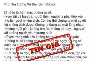 Cảnh báo tin giả "7 lời khuyên chống dịch của Phó Thủ tướng Vũ Đức Đam"