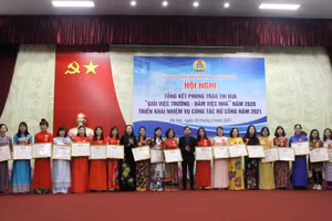 Công đoàn ngành GD-ĐT Hà Nội tặng bằng khen cho các cá nhân tiêu biểu trong phong trào "Giỏi việc nước - Đảm việc nhà" năm 2020.