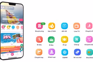 Du khách dùng điện thoại thông minh quét mã QR để nhận thông tin về điểm đến