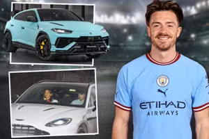 Gralish được bạn gái xinh đẹp lái siêu xe đưa tới sân tập Man City