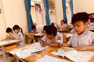 Nâng cao ý thức sử dụng sách giáo khoa cho học sinh từ những lớp học nhỏ nhất. Ảnh: Đức Trí