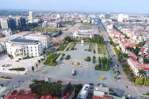 Một góc TP Bắc Giang nhìn từ trên cao.