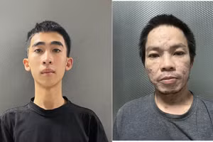 Phúc (trái) và Hải (phải) tại cơ quan công an. Ảnh: Công an Đà Nẵng. 
