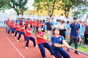 Học sinh tranh tài tại Hội khỏe Phù Đổng phường Vĩnh Phúc năm 2026.