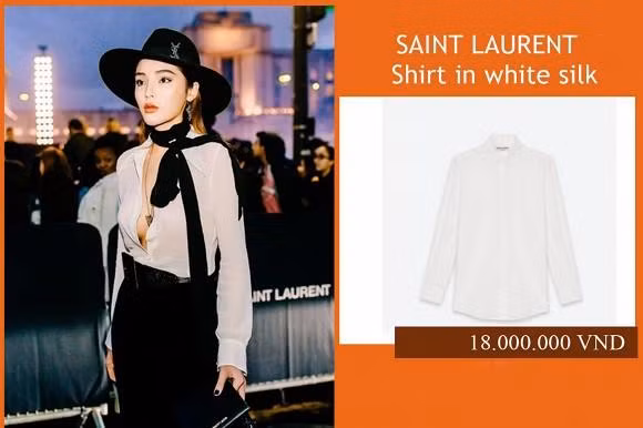 Chiếc áo sơ mi nổi tiếng của Kỳ Duyên hồi Tuần lễ thời trang Paris từng làm cộng đồng mạng điên đảo vì quá bắt mắt. Được biết item cơ bản này đến từ thương hiệu Saint Laurent với mức giá không hề đơn giản chút nào.