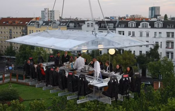 Dinner In The Sky is a death-defying choice of meal location where you most definitely have to strap in. This dinner option is available in 60 different locations across the globe from London to Rio de Janeiro. The only problem one can see is if you need the toilet. Spose you could blame the pigeons.