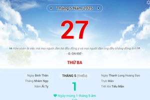 Lịch âm 27/5 - Xem lịch âm ngày 27/5