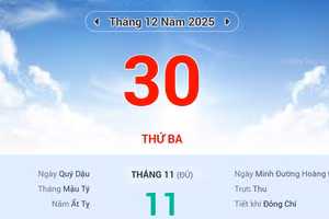 Lịch âm 30/12 - Xem lịch âm ngày 30/12
