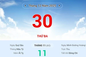 Lịch âm 30/12 - Xem lịch âm ngày 30/12