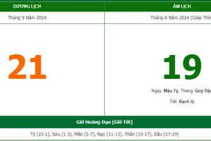 Lịch âm 21/9 - Xem lịch âm ngày 21/9
