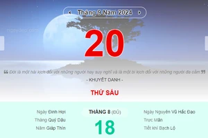 Lịch âm 20/9 - Xem lịch âm ngày 20/9 