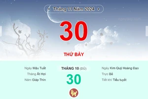 Lịch âm 30/11 - Xem lịch âm ngày 30/11