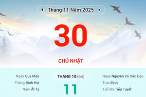 Lịch âm 30/11 - Xem lịch âm ngày 30/11