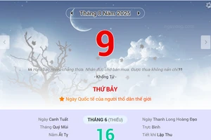 Lịch âm 9/8 - Xem lịch âm ngày 9/8