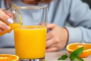 Mỗi ngày 200ml nước cam là đủ, tiêu thụ quá nhiều đường fructose có thể tăng gánh nặng cho gan. (Ảnh: ITN)