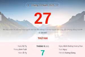 Lịch âm 27/10 - Xem lịch âm ngày 27/10