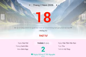 Lịch âm 18/2 - Xem lịch âm ngày 18/2/2026