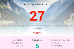 Lịch âm 27/8 - Xem lịch âm ngày 27/8