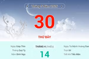 Lịch âm 30/5 - Xem lịch âm ngày 30/5