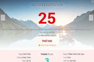 Lịch âm 25/8 - Xem lịch âm ngày 25/8