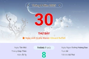 Lịch âm 30/8 - Xem lịch âm ngày 30/8