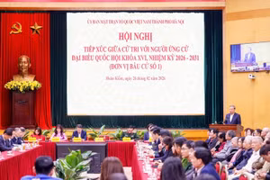 Tổng Bí thư dự Hội nghị tiếp xúc giữa cử tri với người ứng cử đại biểu Quốc hội khóa XVI tại Hà Nội