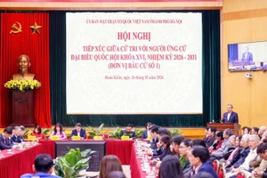 Tổng Bí thư dự Hội nghị tiếp xúc giữa cử tri với người ứng cử đại biểu Quốc hội khóa XVI tại Hà Nội