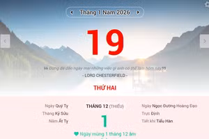 Lịch âm 19/1 - Xem lịch âm ngày 19/1/2026