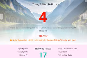 Lịch âm 4/2 - Xem lịch âm ngày 4/2/2026
