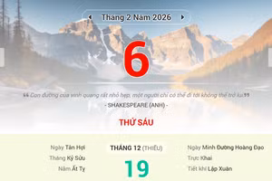 Lịch âm 6/2 - Xem lịch âm ngày 6/2/2026