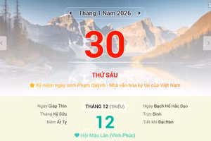Lịch âm 30/1 - Xem lịch âm ngày 30/1/2026