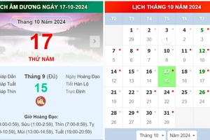 Lịch âm 17/10 - Xem lịch âm ngày 17/10