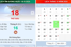 Lịch âm 18/10 - Xem lịch âm ngày 18/10