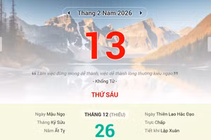 Lịch âm 13/2 - Xem lịch âm ngày 13/2/2026