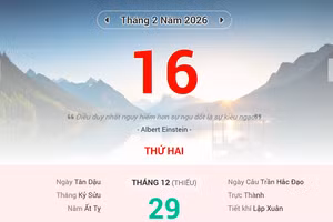 Lịch âm 16/2 - Xem lịch âm ngày 16/2/2026