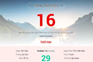 Lịch âm 16/2 - Xem lịch âm ngày 16/2/2026