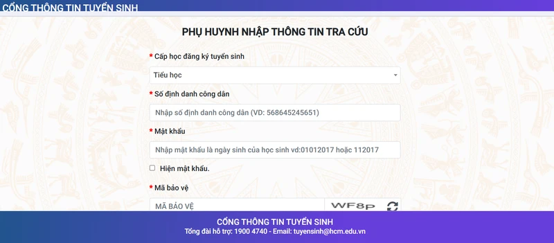 Hướng dẫn phụ huynh gặp khó khi đăng nhập hệ thống tuyển sinh đầu cấp