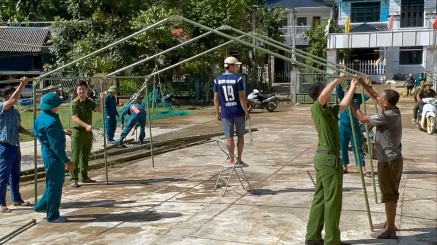 Xã Yên Nhân dựng 21 lều dã chiến để sơ tán dân.