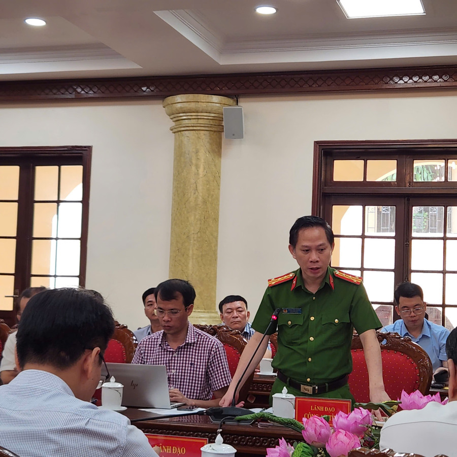 Đại tá Trịnh Văn Giang, Phó Giám đốc Công an tỉnh Thanh Hóa phát biểu tại buổi họp báo. z7101966137743-51fd67d5a6d7436e7020bbcb8d293510.jpg