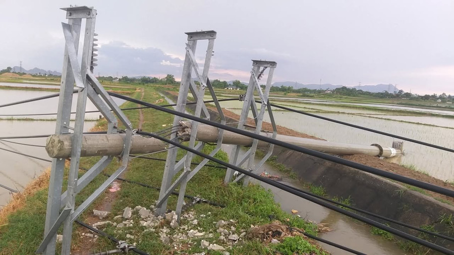 Cột điện đường dây trung thế 22kV bị gãy đổ. 508260527-1920958632013307-1940512704196226760-n.jpg