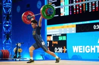 K’Dương thi đấu tại Giải vô địch cử tạ trẻ và thanh thiếu niên châu Á năm 2025. Ảnh: INT.