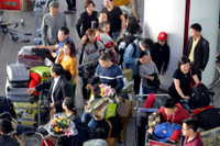 Hinh anh khach tu nuoc ngoai ve an Tet chat cung san bay Noi Bai - Anh 3