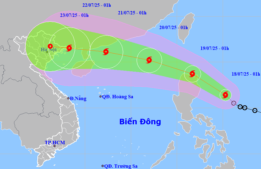Dự báo hướng đi của bão WIPHA.