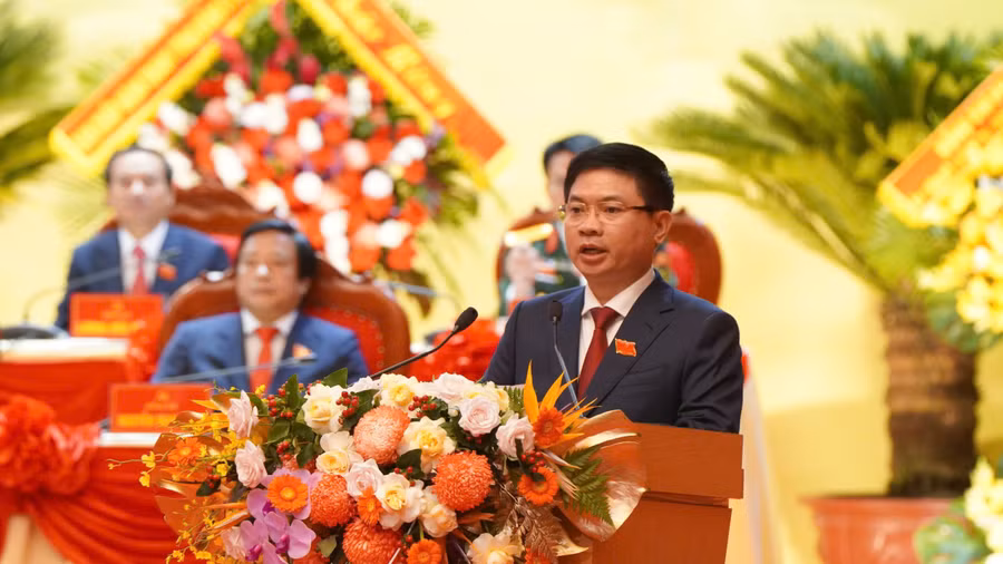 Tân Bí thư Tỉnh uỷ Phú Thọ Trương Quốc Huy phát biểu tại Đại hội.