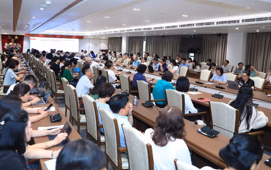 Quang cảnh Hội nghị tại điểm cầu Thành uỷ Hà Nội. (Ảnh: Quang Thái)