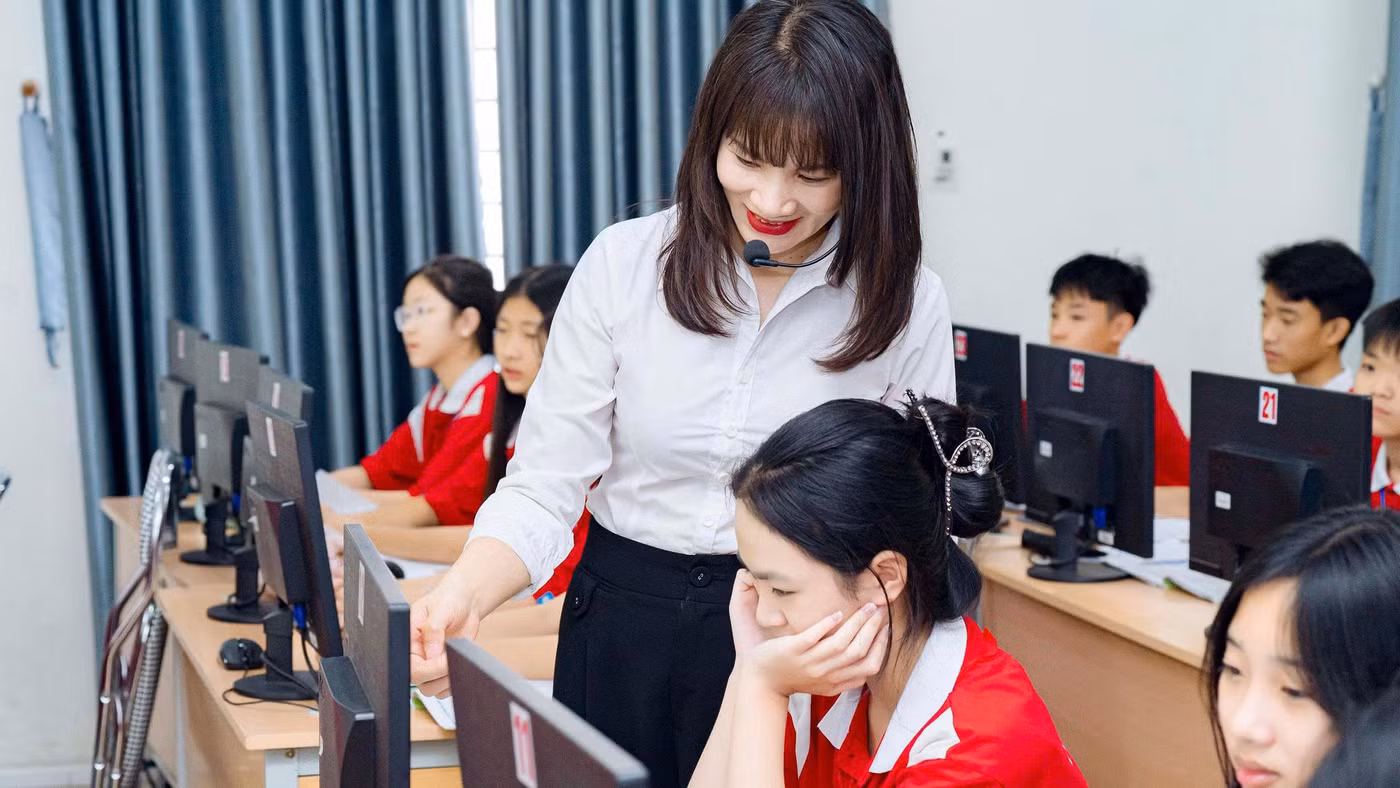 Cô Nguyễn Thị Thu Phương trong giờ lên lớp.