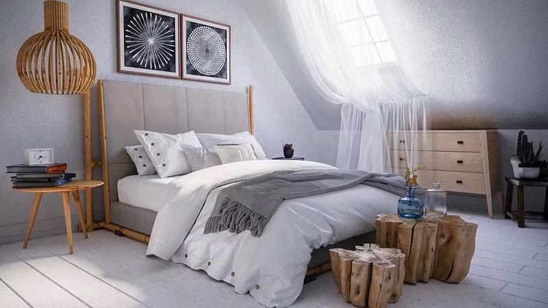 Bạn cũng chỉ nên lựa chọn những nội thất cần thiết nhất cho phòng ngủ gác mái. Phòng ngủ nên lược bỏ bớt những nội thất ít sử dụng hoặc lựa chọn nội thất đa năng. Biến gác mái nhà bạn thành không gian sống ảo đẹp lịm tim