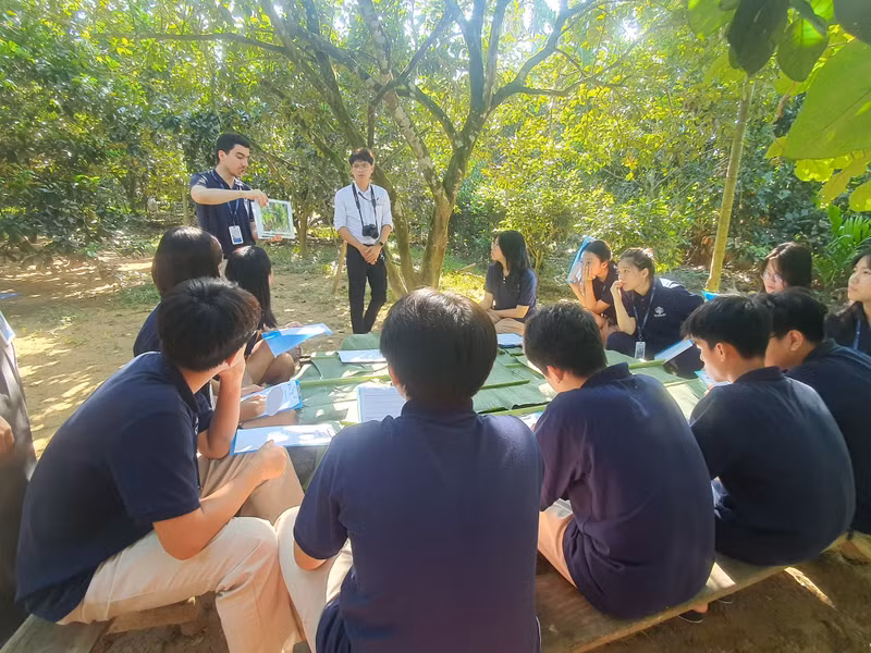 Bình Thành có nhiều vườn trái cây lớn, là nơi thích hợp để các trường học tổ chức những hoạt động ngoại khoá cho học sinh. Học sinh thích thú trải nghiệm làm bánh truyền thống ở làng du lịch