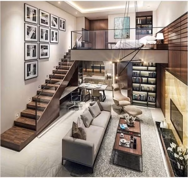 Phòng khách có gác lửng luxury. 13 mẫu thiết kế phòng khách nhà cấp 4 đẹp xiêu lòng