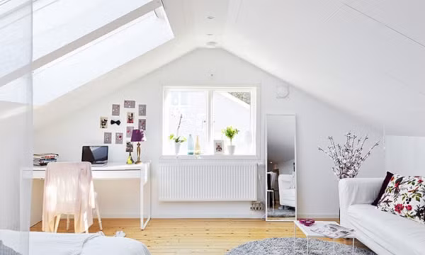 Căn hộ áp mái hiện đại, tinh khôi với sắc trắng chủ đạo. Những thiết kế nhà nhỏ cực xinh và tiện ích cho người độc thân